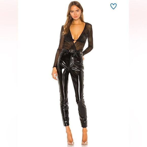 Superdown wilhemina metallic bodysuit new XXS BLACK/GOLD - Picture 7 of 13